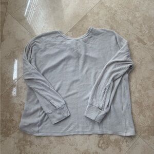 HAYES Grey Ribbed Criss Cross Open Back Long Sleeve Top